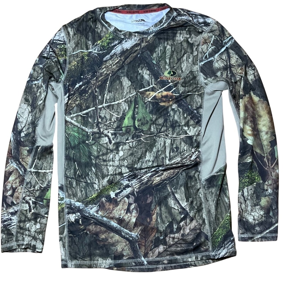 Mossy Oak Mens Scent Control Camo Performance Long Sleeve Shirt Small RN91497